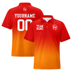 Benutzerdefinierte Rot Orange Fußball Gradient Polo-Shirts Fügen Sie Ihr Einzigartiges hinzu Logo/Name/Nummer