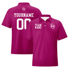 Benutzerdefinierte Fuchsia Weiß Fußball Polo-Shirts Fügen Sie Ihr Einzigartiges hinzu Logo/Name/Nummer