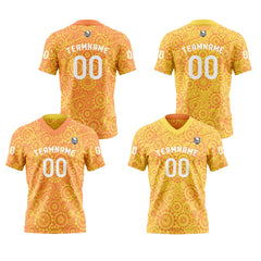 Benutzerdefinierte Gelb Orange Reversibel Fußball Trikot Personalisierte Gradient Fußball Shirts für Männer gedruckt Team Name Nummer Logo