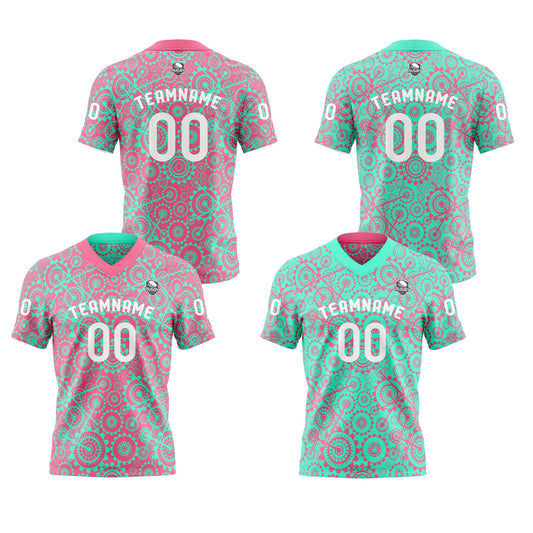 Benutzerdefinierte Grün Rosa Reversibel Fußball Trikot Personalisierte Gradient Fußball Shirts für Männer gedruckt Team Name Nummer Logo