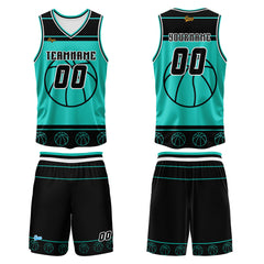 Benutzerdefinierter Weiß Tiffany Blau Basketball Jersey Uniform Anzug gedruckt Ihr Logo Name Nummer