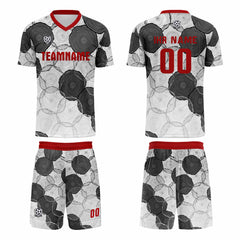 Benutzerdefinierte Weiß Rot Grau Trikots für Männer Frauen Personalisierte Fußball Uniformen für Erwachsene und Kind