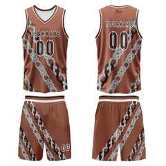 Benutzerdefinierter Braun Basketball Jersey Uniform Anzug gedruckt Ihr Logo Name Nummer