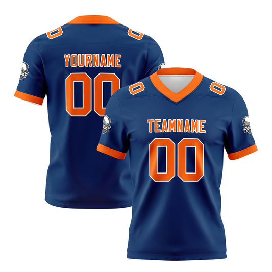 Benutzerdefinierte Blau Orange Fußball Trikots Personalisierter Name Nummer Logo