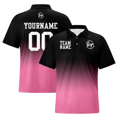 Benutzerdefinierte Schwarz Rosa Fußball Gradient Polo-Shirts Fügen Sie Ihr Einzigartiges hinzu Logo/Name/Nummer