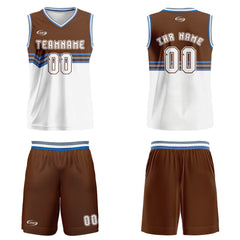 Benutzerdefinierter Braun Weiß Grau Blau Basketball Jersey Uniform Anzug gedruckt Ihr Logo Name Nummer