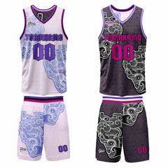 Benutzerdefinierte Lila Reversible Basketball Jersey Personalisierte Print Name Nummer Logo