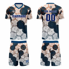 Benutzerdefinierte Dunkelblau Orange Trikots für Männer Frauen Personalisierte Fußball Uniformen für Erwachsene und Kind