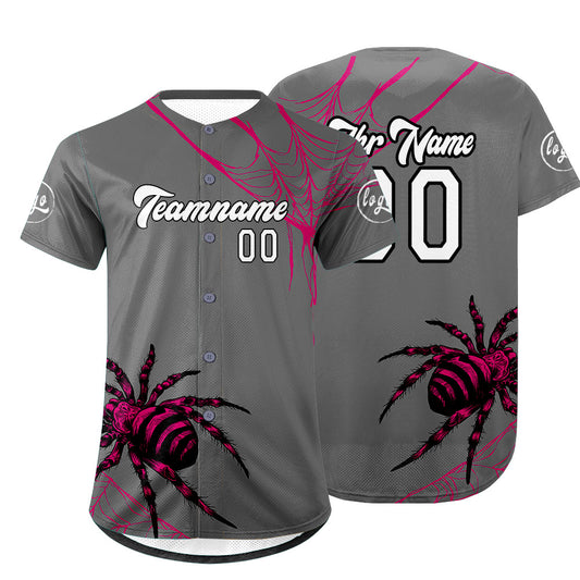 Benutzerdefiniert Grau Rosa Personalisierter Baseball Jersey mit Farbverlauf Team Uniform mit Namen und Nummer