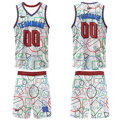 Benutzerdefinierter Weiß Rot Basketball Jersey Uniform Anzug gedruckt Ihr Logo Name Nummer