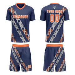 Benutzerdefinierte Blau Orange Trikots für Männer Frauen Personalisierte Fußball Uniformen für Erwachsene und Kind