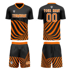 Benutzerdefinierte Schwarz Orange Trikots für Männer Frauen Personalisierte Fußball Uniformen für Erwachsene und Kind