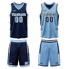 Benutzerdefinierte Marineblau Reversible Basketball Jersey Personalisierte Drucken Name Nummer Logo