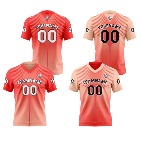 Benutzerdefinierte Rot Rosa Reversibel Fußball Trikot Personalisierte Gradient Fußball Shirts für Männer gedruckt Team Name Nummer Logo