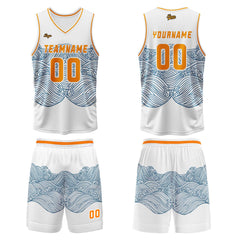 Benutzerdefinierter Blau Orange Basketball Jersey Uniform Anzug gedruckt Ihr Logo Name Nummer