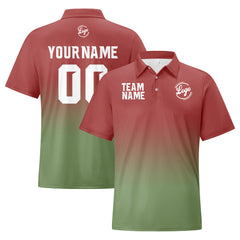 Benutzerdefinierte Jujube Rot Grün Fußball Gradient Polo-Shirts Fügen Sie Ihr Einzigartiges hinzu Logo/Name/Nummer