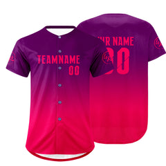 Benutzerdefiniert Lila Fuchsia Personalisierter Baseball Jersey mit Farbverlauf Team Uniform mit Namen und Nummer