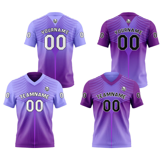 Benutzerdefinierte Lila Reversibel Fußball Trikot Personalisierte Gradient Fußball Shirts für Männer gedruckt Team Name Nummer Logo