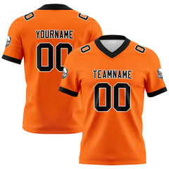 Benutzerdefinierte Orange Schwarz Fußball Trikots Personalisierter Name Nummer Logo