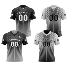 Benutzerdefinierte Schwarz Grau Reversibel Fußball Trikot Personalisierte Gradient Fußball Shirts für Männer gedruckt Team Name Nummer Logo