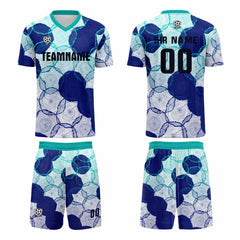 Benutzerdefinierte Cyan Blau Gradient Trikots für Männer Frauen Personalisierte Fußball Uniformen für Erwachsene und Kind