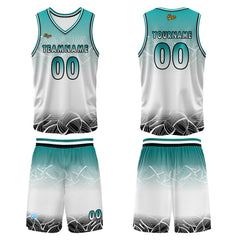 Benutzerdefinierter Blau Weiß Basketball Jersey Uniform Anzug gedruckt Ihr Logo Name Nummer