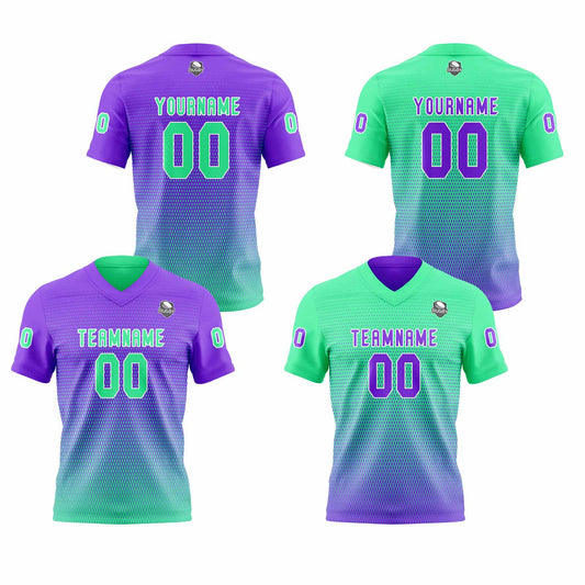 Benutzerdefinierte Lila Grün Reversibel Fußball Trikot Personalisierte Gradient Fußball Shirts für Männer gedruckt Team Name Nummer Logo