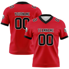 Benutzerdefinierte Rot Schwarz Fußball Trikots Personalisierter Name Nummer Logo