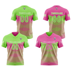 Benutzerdefinierte Rosa Grün Reversibel Fußball Trikot Personalisierte Gradient Fußball Shirts für Männer gedruckt Team Name Nummer Logo