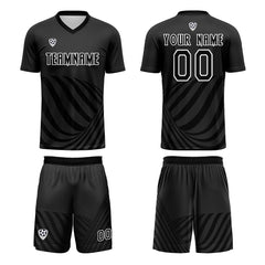 Benutzerdefinierte Schwarz Trikots für Männer Frauen Personalisierte Fußball Uniformen für Erwachsene und Kind