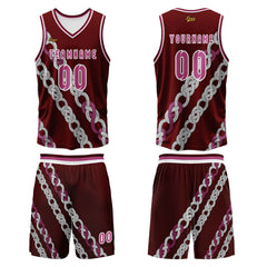 Benutzerdefinierter Rosa Rot Basketball Jersey Uniform Anzug gedruckt Ihr Logo Name Nummer