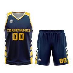 Benutzerdefinierter Marine Gelb Basketball Jersey Uniform Anzug gedruckt Ihr Logo Name Nummer