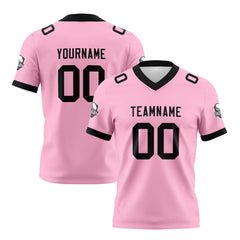 Benutzerdefinierte Rosa Schwarz Fußball Trikots Personalisierter Name Nummer Logo