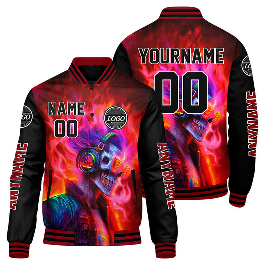 Maßgeschneiderte Rot Schwarz Letterman Varsity Jacket Individuelle Stickerei Druck nach Ihrem Wunsch