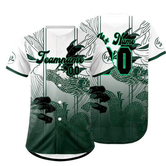 Benutzerdefiniert Grün Weiß Personalisierter Baseball Jersey mit Farbverlauf Team Uniform mit Namen und Nummer