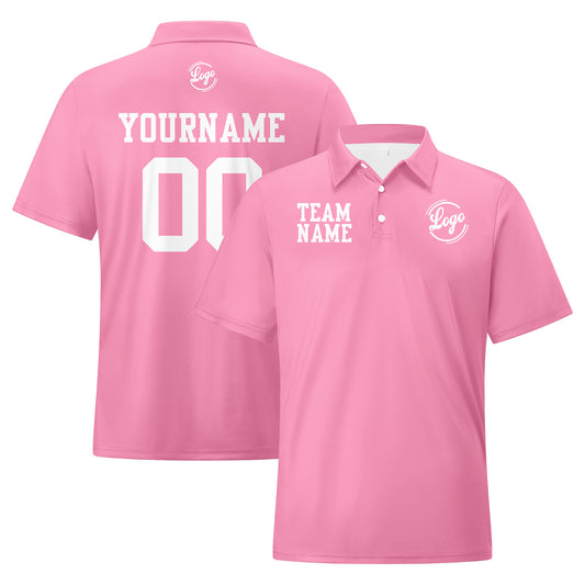 Benutzerdefinierte Rosa Weiß Fußball Polo-Shirts Fügen Sie Ihr Einzigartiges hinzu Logo/Name/Nummer