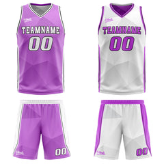 Benutzerdefinierte Lila Weiß Reversible Basketball Jersey Personalisierte Drucken Name Nummer Logo