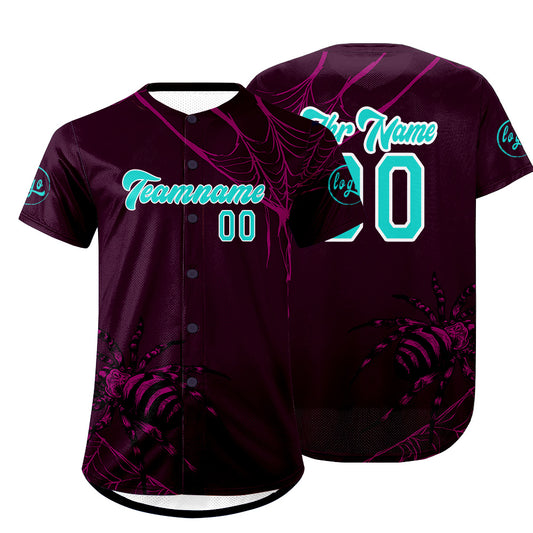 Benutzerdefiniert Lila Cyan Personalisierter Baseball Jersey mit Farbverlauf Team Uniform mit Namen und Nummer