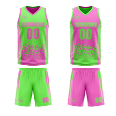 Benutzerdefinierte Grün Rosa Reversible Basketball Jersey Personalisierte Drucken Name Nummer Logo