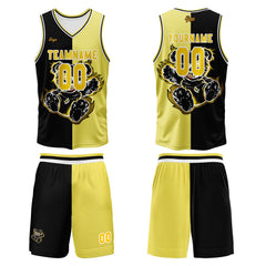 Benutzerdefinierter Schwarz Gelb Basketball Jersey Uniform Anzug gedruckt Ihr Logo Name Nummer