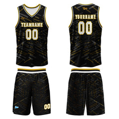 Benutzerdefinierter Schwarz-Gelb Basketball Jersey Uniform Anzug gedruckt Ihr Logo Name Nummer