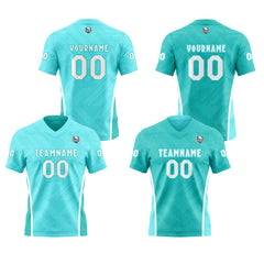 Benutzerdefinierte Cyan Reversibel Fußball Trikot Personalisierte Gradient Fußball Shirts für Männer gedruckt Team Name Nummer Logo
