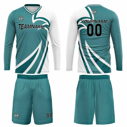 Kundenspezifisches Teal Basketball Fußball Schießen langes T-Shirt für Erwachsene und Kinder