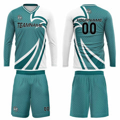 Kundenspezifisches Teal Basketball Fußball Schießen langes T-Shirt für Erwachsene und Kinder