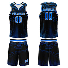 Benutzerdefinierter Blau Basketball Jersey Uniform Anzug gedruckt Ihr Logo Name Nummer