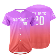 Benutzerdefiniert Lila Rosa Personalisierter Baseball Jersey mit Farbverlauf Team Uniform mit Namen und Nummer