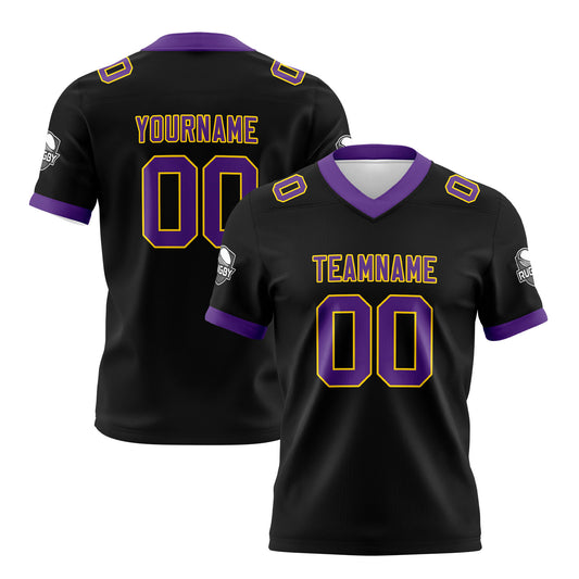 Benutzerdefinierte Schwarz Lila Fußball Trikots Personalisierter Name Nummer Logo