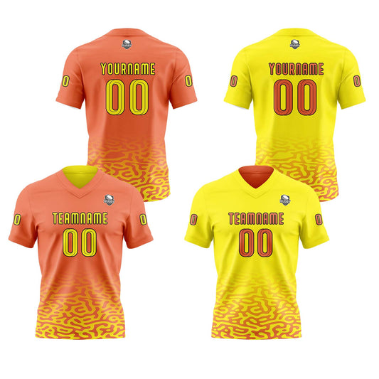 Benutzerdefinierte Orange Gelb Reversibel Fußball Trikot Personalisierte Gradient Fußball Shirts für Männer gedruckt Team Name Nummer Logo