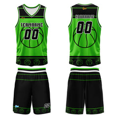 Benutzerdefinierter Schwarz Grün Basketball Jersey Uniform Anzug gedruckt Ihr Logo Name Nummer