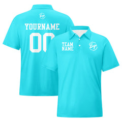 Benutzerdefinierte Cyan Weiß Fußball Polo-Shirts Fügen Sie Ihr Einzigartiges hinzu Logo/Name/Nummer
